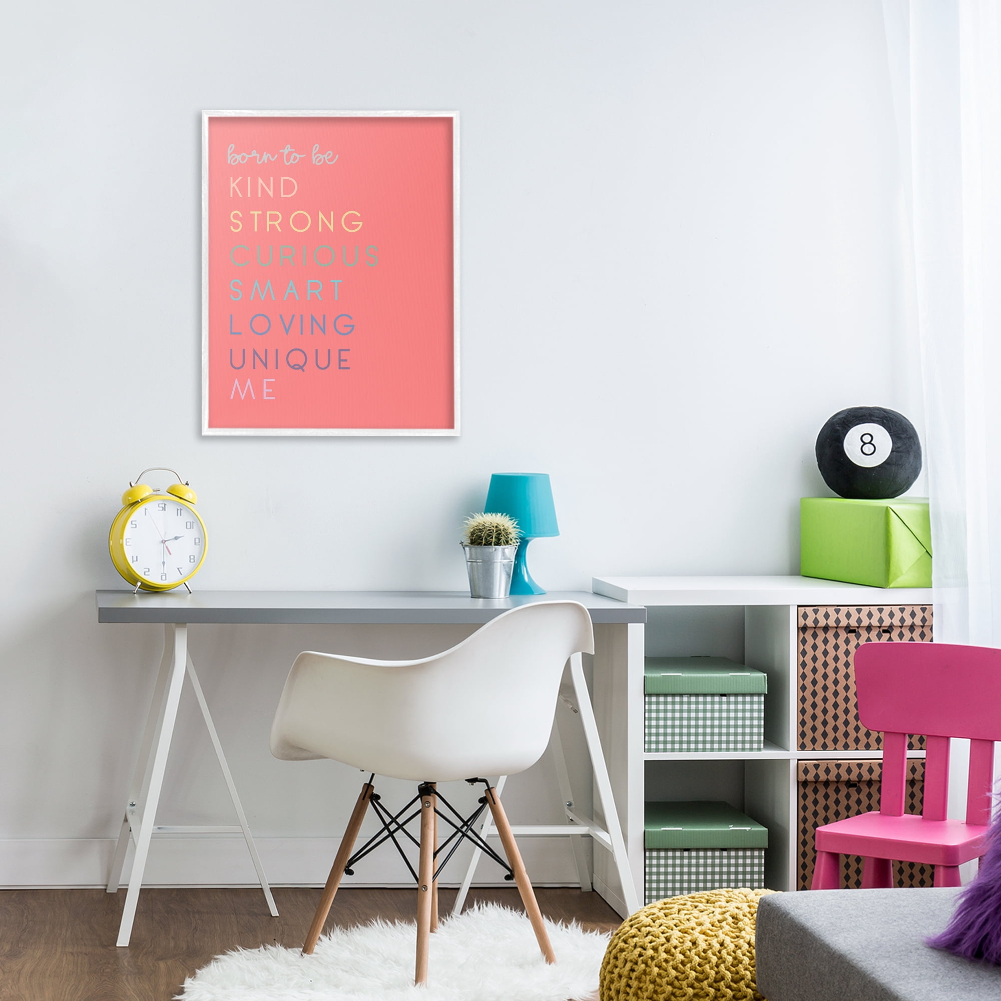Stupell Industries Born To Be Adjectives White Framed Giclee Art, design by Anna Quach
