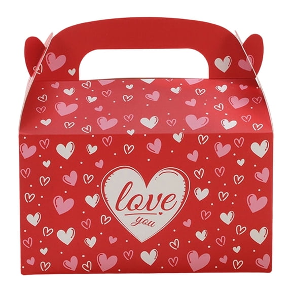 RZDLIZJ 1 Pack Valentine’s Day Gift Treat Boxes, Portable Valentines Candy Boxes with Colorful Heart shaped Design, Cookie Box for Valentines Mothers Day Anniversary Wedding Party Favor Decor