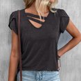 thumbnail image 2 of T-Shirts For Women Sevevn Fashion Women Summer Flare Sleeve Three Quarter Floral Lace Office Lady Blouse Tops, 2 of 4