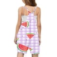 thumbnail image 4 of Odeerbi 5-13 Years Kids Girls Summer Jumpsuit Plaid Watermelon Print Camisole Romper Breathable Comfortable Suspender Overalls Bib Overall Shorts with Pockets, 4 of 5