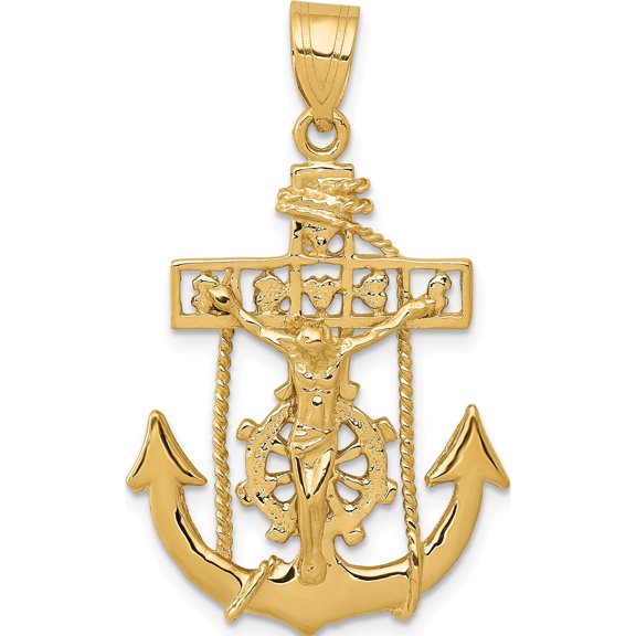 10K Yellow Gold Mariners Cross Pendant(Length 36.41) - Jbsp