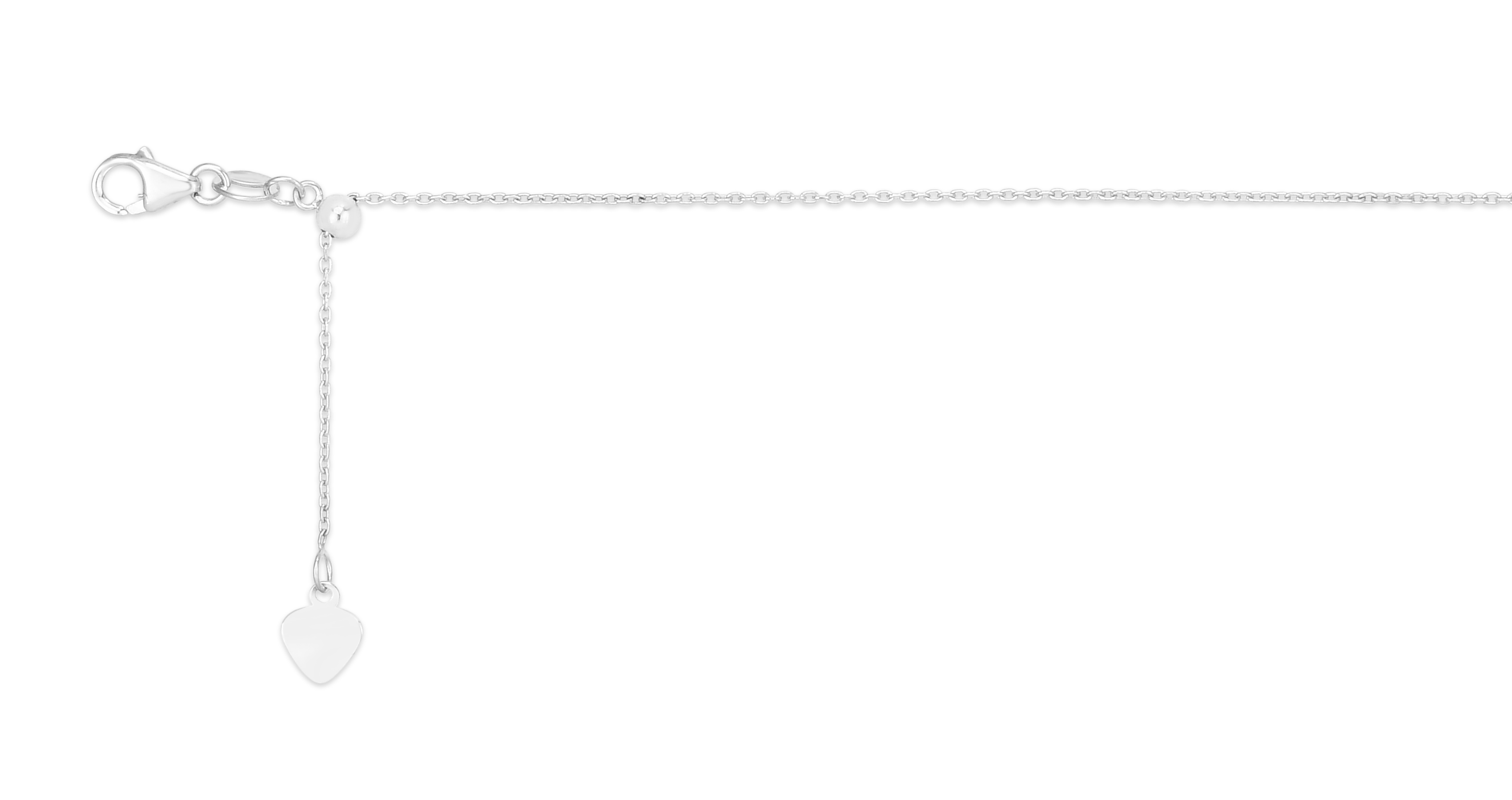 14K White Gold 22in 1mm Adjustable Cable Chain with Lobster Clasp