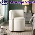 thumbnail image 3 of 360° Swivel Accent Chair Storage Ottoman Linen Fabric Armchair Bedroom Stool Club Chair Beige, 3 of 9