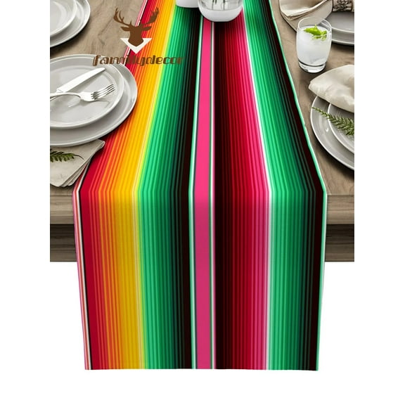 Colorful Mexican Stripes Table Runner Home Wedding Table Flag Mat Table Centerpieces Decoration Party Dining Long Tablecloth