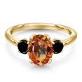 thumbnail image 3 of Gem Stone King 10K Yellow Gold Ecstasy Mystic Topaz and Black Diamond Engagement Ring for Women | 2.54 Cttw | Oval 9X7MM | Gemstone November Birthstone | Size 9, 3 of 6