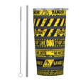 thumbnail image 2 of Danger Caution Warning Police Stripe Stainless Steel Tumbler with Lid and Straw 20oz Vacuum Insulated Travel Mug for Hot & Cold Drinks Coffee Wine Water Cup, 2 of 7