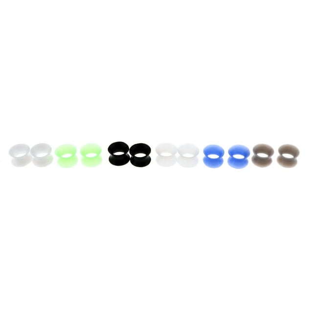 KLKCMS 12 Pcs Bouchon Double Évasé en Silicone Solide Jauge d'Oreille Expandeur 10mm/
