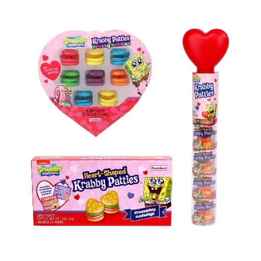 Frankford SpongeBob Krabby Patties Valentine Gummy Candy Bundle, 3 Pack