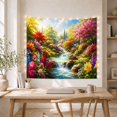 thumbnail image 5 of Vibrant Waterfall in a Lush Garden with Blooming Peonies, Serene Impressionist for Nature Lovers, Botanical Wall Art Decor, Housewarming Gift, Tapestry Wall Hanging for Living Room and Bedroom, 5 of 7