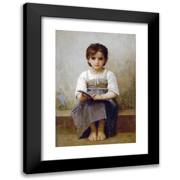 William Bouguereau 11x14 Black Modern Framed Museum Art Print Titled - The Hard Lesson (1884)