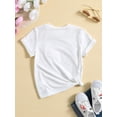 thumbnail image 3 of Young Girl White Cute Cartoon Rabbit Printed T-Shirt For Summer With Round Neck And Short Sleeves, Holiday, Summer, Travel, 3 of 8