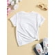 thumbnail image 3 of Young Girl White Cute Cartoon Rabbit Printed T-Shirt For Summer With Round Neck And Short Sleeves, Holiday, Summer, Travel, 3 of 8