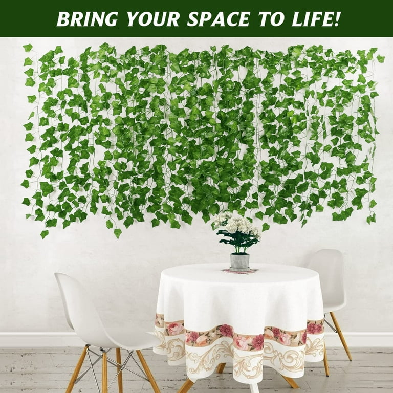 Zukuco 24 Pack Artificial Vines Fake Ivy Vines Fake Leaves Plastic Ivy  Garland Hanging Vines for Wall Indoor Outdoor décor 