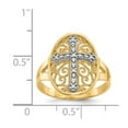 thumbnail image 2 of 14k Yellow and White Gold Polished Diamond Filigree Religious Faith Cross Ring Size 7.50 Ring for Women, 2 of 2