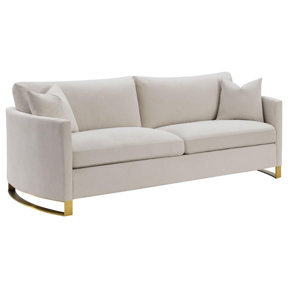 Pemberly Row Contemporary Upholstered Arched Arms Sofa in Beige