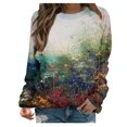 thumbnail image 2 of Nouveaux Hauts pour Femmes 2023 Mode Dames Chandail en Molleton à Manches Longues Col Rond Imprimé Blouse Pull-Over Coupe Décontractée Chandail en Molleton Oversize pour Femmes, 2 of 5