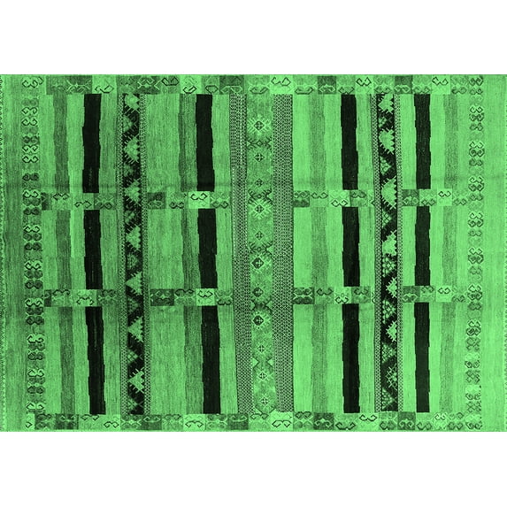 Ahgly Company Indoor Rectangle Southwestern Emerald Green Country Area Rugs, 5' x 7'