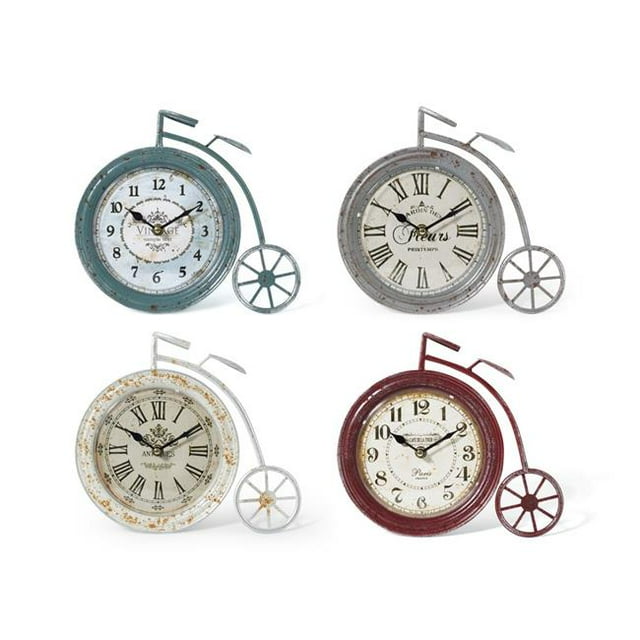 IMAX ZA0411468 Horloges de Vélo de Haute Roue de Lucius - Multi Color&44; Ensemble de 4
