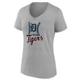 thumbnail image 2 of Women's Gray Detroit Tigers Fastball V-Neck T-Shirt, 2 of 3