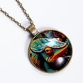 thumbnail image 2 of Chameleon Necklace Personalized Custom Photo Round Pendant Adjustable Stainless Steel Necklaces with Gift Box for Men Women Mothers Valentine's Jewelry Gift, 2 of 6