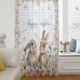 thumbnail image 5 of Easter Bunny Floral Sheer Curtains 45 Inches Long, Spring Flowers Checkered Watercolor Light Filering Curtains, Breathable Simi Curtain Privacy Drapes for Kitchen Bathroom Small Window Treatment, 5 of 9