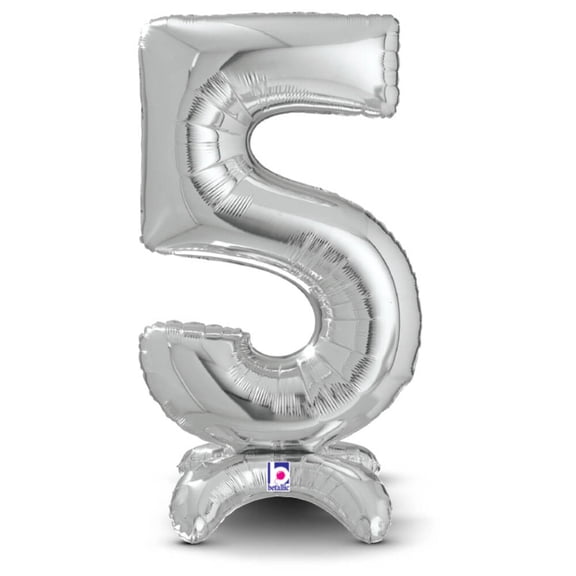 25 inch Standups Number 5 - Silver (Air-Fill Only) Foil Mylar Balloon - Party Supplies Decorations