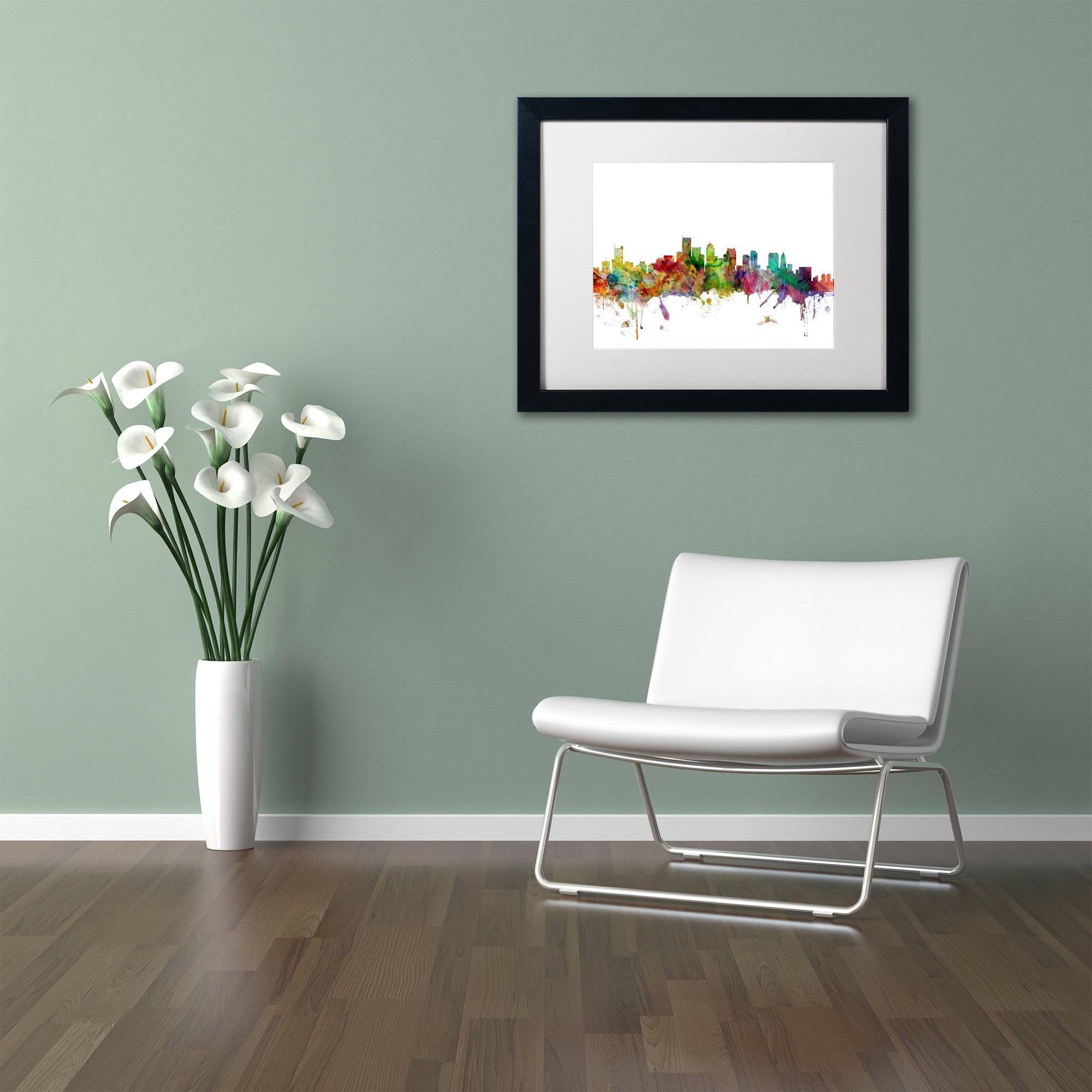 Trademark Fine Art 'Boston Massachusetts Skyline' Canvas Art by Michael Tompsett, White Matte, Black Frame
