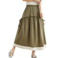 thumbnail image 2 of Awdenio Pleated Skirts for Women Long Skirt Cottagecore Elastic High Waist Tiered Skirts for Ren Faire, 2 of 9