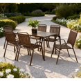 thumbnail image 3 of Segmart 7-Piece Patio Dining Set Clearance, Outdoor Furniture Set With Table and Six chairs, All-Weather Outdoor Conversation Set, Porch,gardens, swimming, balconies,brown, 3 of 9