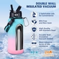 thumbnail image 3 of Botella de Agua CoolSub Aislada 946 ml Acero Inoxidable Verde Azulado y Rosa, 3 of 7