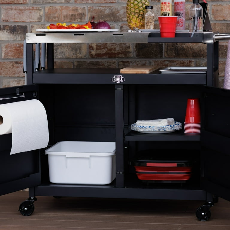 Expert Grill Outdoor BBQ Prep Cart with Wheels, Stainless Steel