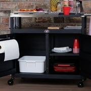 Expert Grill Outdoor BBQ Prep Cart with Wheels, Stainless Steel Top & Storage Shelves