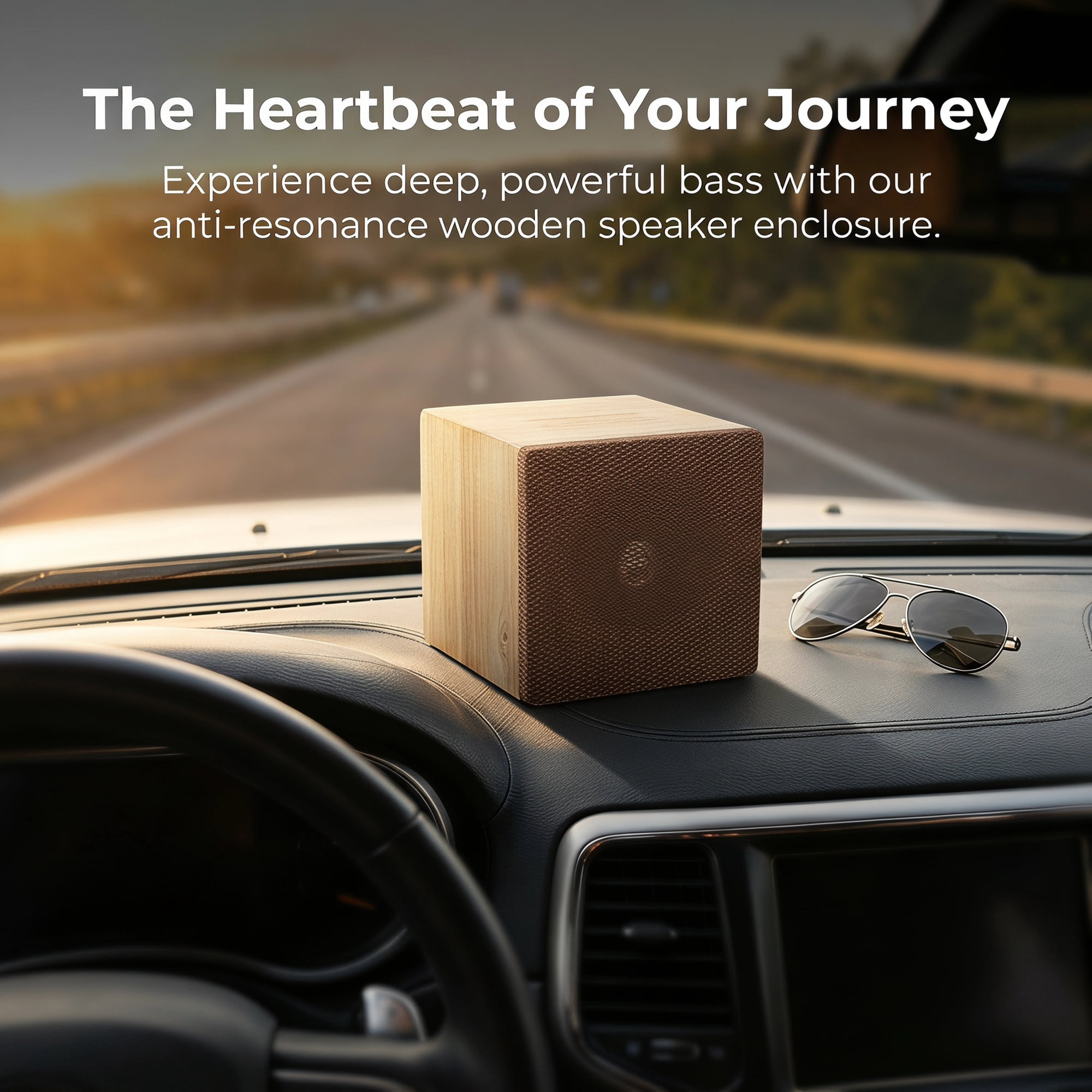HONITANO Beige Wooden Subwoofer Box for Car Audio 4 Inch Speaker Precise Fit Design