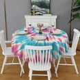 thumbnail image 2 of Colorful Tie Dye Mandala Pattern Round Tablecloth 60"x60",Wrinkle Wipeable Table Cloth for Kitchen Dining Room Picnic Patio Party, 2 of 6