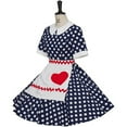 thumbnail image 2 of Women's Polka Dot Dress with Apron - Halloween & Stage Performance Dress, 2 of 7