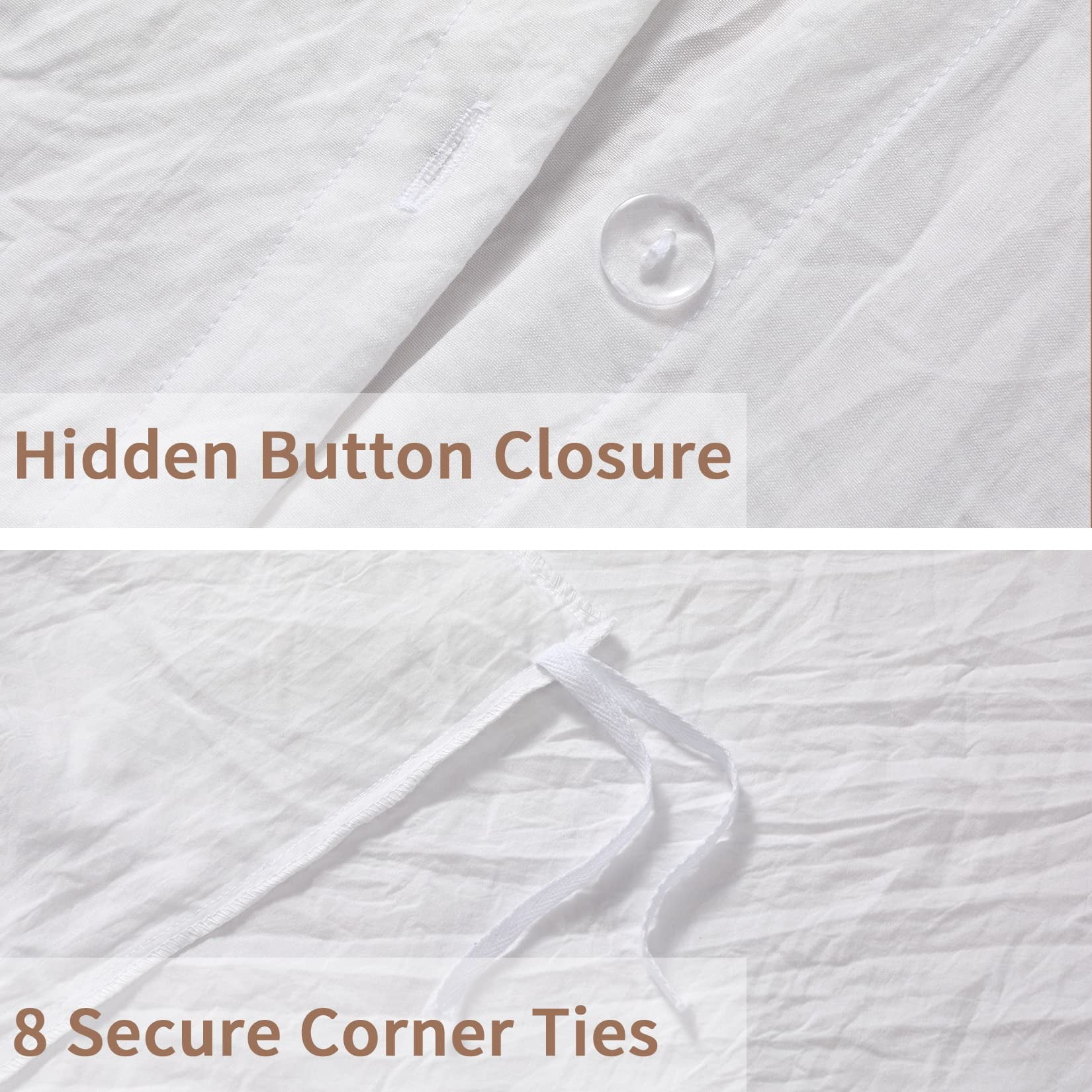AOILE Ruffle Duvet Cover Set – 3PCS Soft Washed Microfiber, Vintage French Country Bedding, Twin/Queen/King