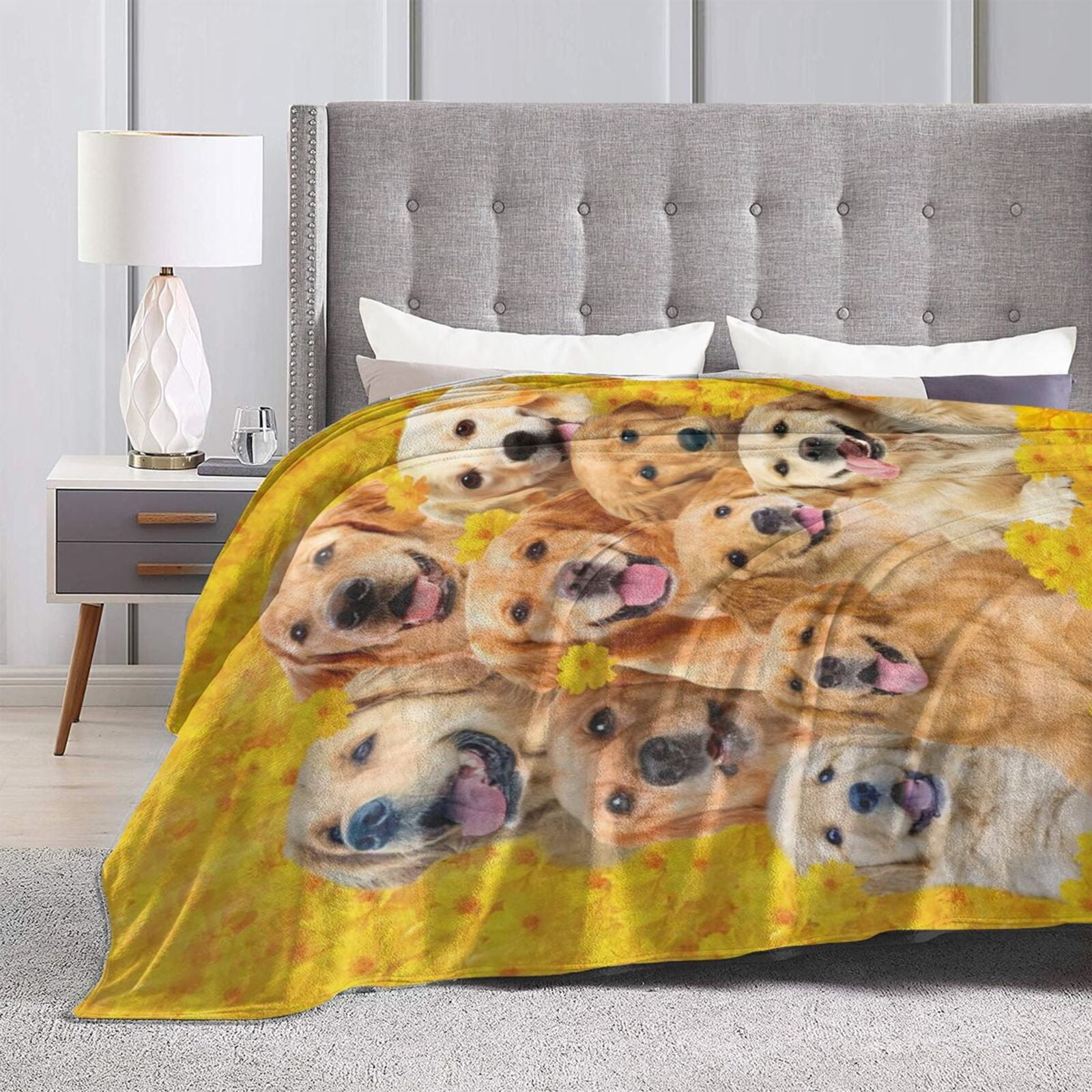 Wijzvio Goldern Retriever Dog Throw Blanket Soft Fuzzy Fleece Blanket For Couch Bed Living Room Decoration 60"X50"