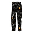 thumbnail image 5 of Boyscolos Halloween Pajama Pants Pumpkins Skeleton Print Pajama Bottoms Cute Soft Long Pjs Pants Lounge Drawstring Trousers Black 2XL, 5 of 5