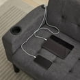 thumbnail image 3 of LAZZO 62" Mid-Century Modern Loveseat Sofa, Faux Leather Tufted Compact Couch with USB Ports & Cupholders, Dark Gray, 3 of 8