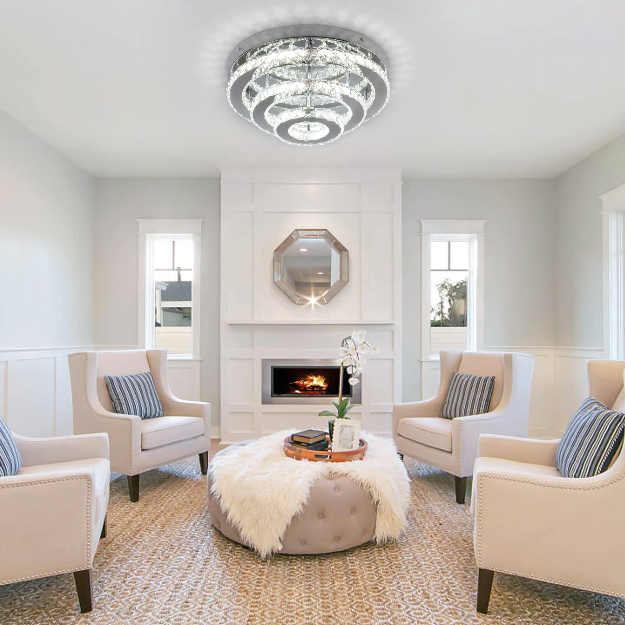 FRIXCHUR 3-Tier K9 Crystal Stainless Steel Chandelier