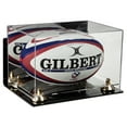 thumbnail image 1 of Deluxe Acrylic Rugby Ball Display Case with Mirror, Wall Mount, Gold Risers and Clear Base (A004-GR), 1 of 1