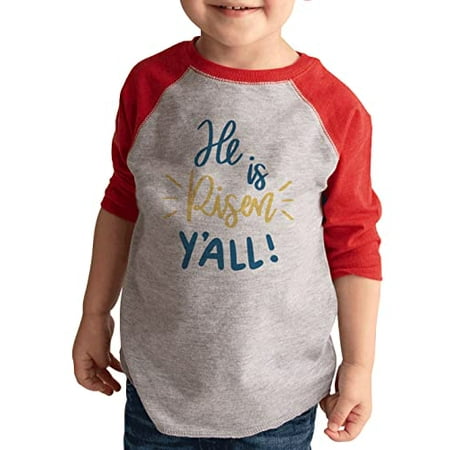

7 ate 9 Apparel Kid s Happy Easter Shirts - He is Risen Y all! Red Shirt 2T