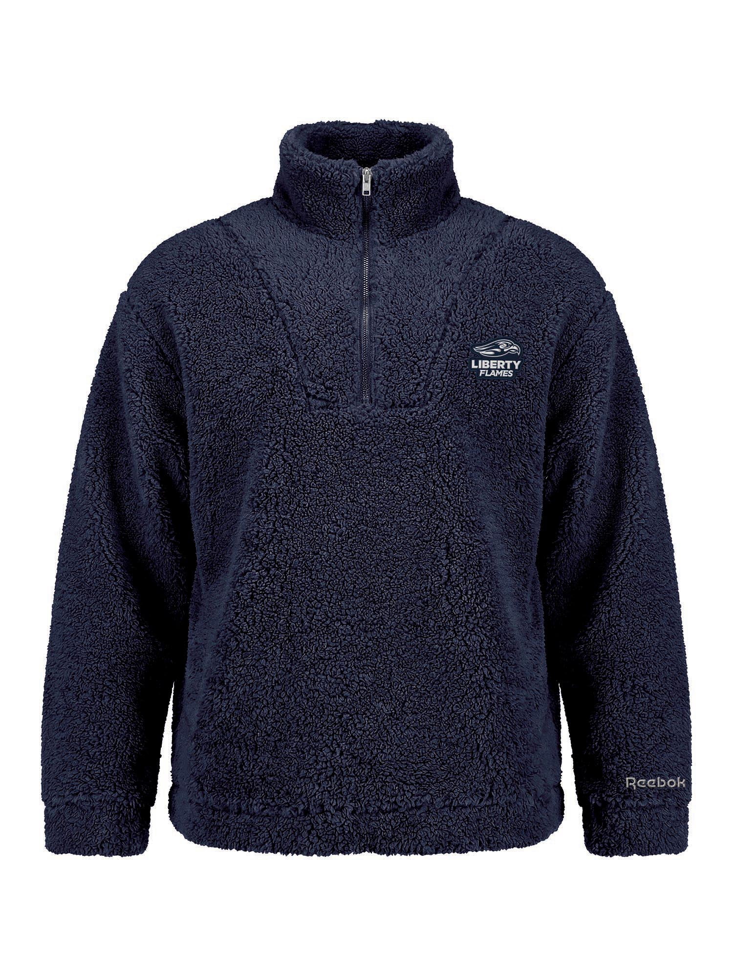 Liberty Flames Reebok Womens Relaxed Fit Qtr Zip Sherpa Pullover