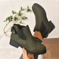 thumbnail image 5 of LRGSHF Women's Ankle Boots Chunky Low Heels Booties Slip On Elastic Fall Short Boots Round Toe Solid Faux Suede Casual Booties Back Bow Decor Non-Slip Comfortable Walking Shoes, 5 of 5