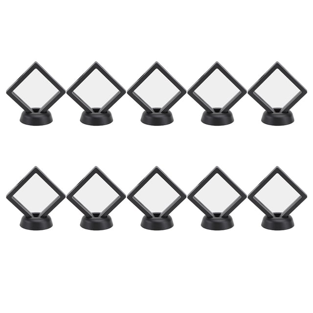 Estante de almacenamiento de anillo 10 unids delicado marco flotante de la joyería Soportes de exhibición (negro)