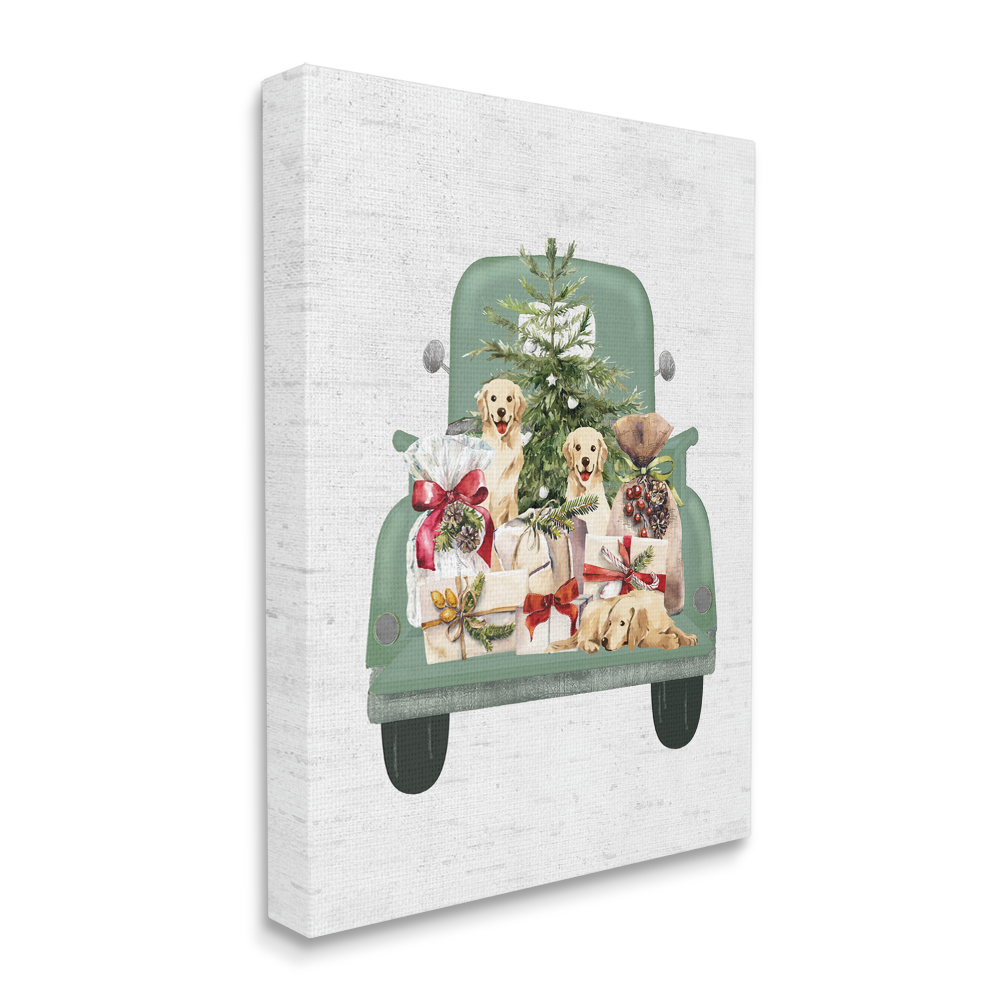 Stupell Industries Holiday Gift Truck Holiday Painting Gallery Wrapped Canvas Art Print Wall Art, 36 x 48