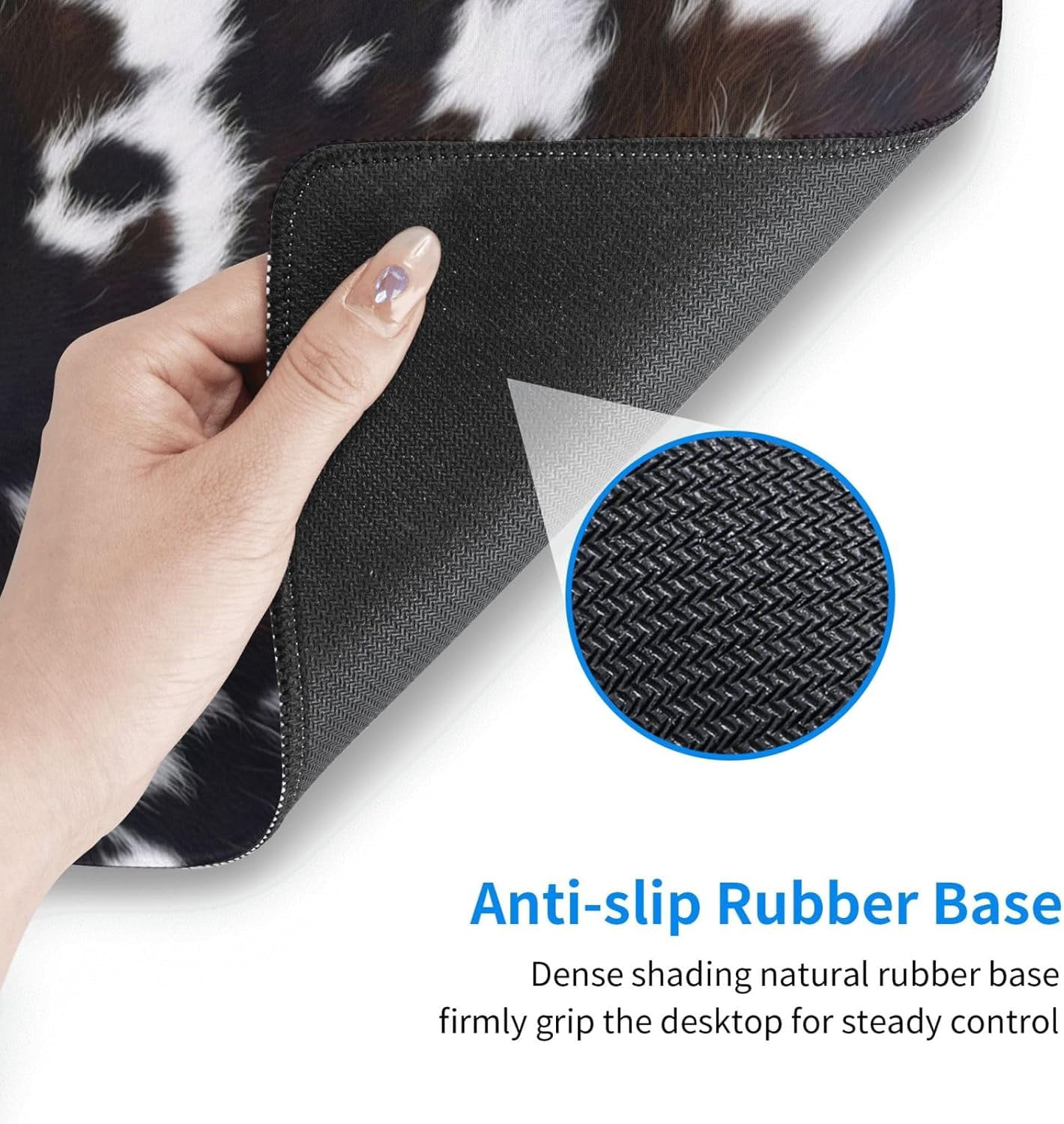 Gaming Mouse Pad, Large Non-Slip Rubber Base Mousepad, Keyboard Mouse Mat, Desk Pad with Stitched Edges, 31.5x11.8inch, Cowhide