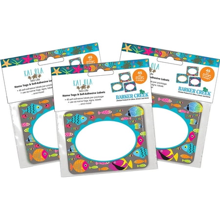 UPC: 0704068043138 | Barker Creek Name Badges & Self-Adhesive Label Set  Kai Ola Sea Life  Multi Purpose  3.5  x 2.75   135 per Set