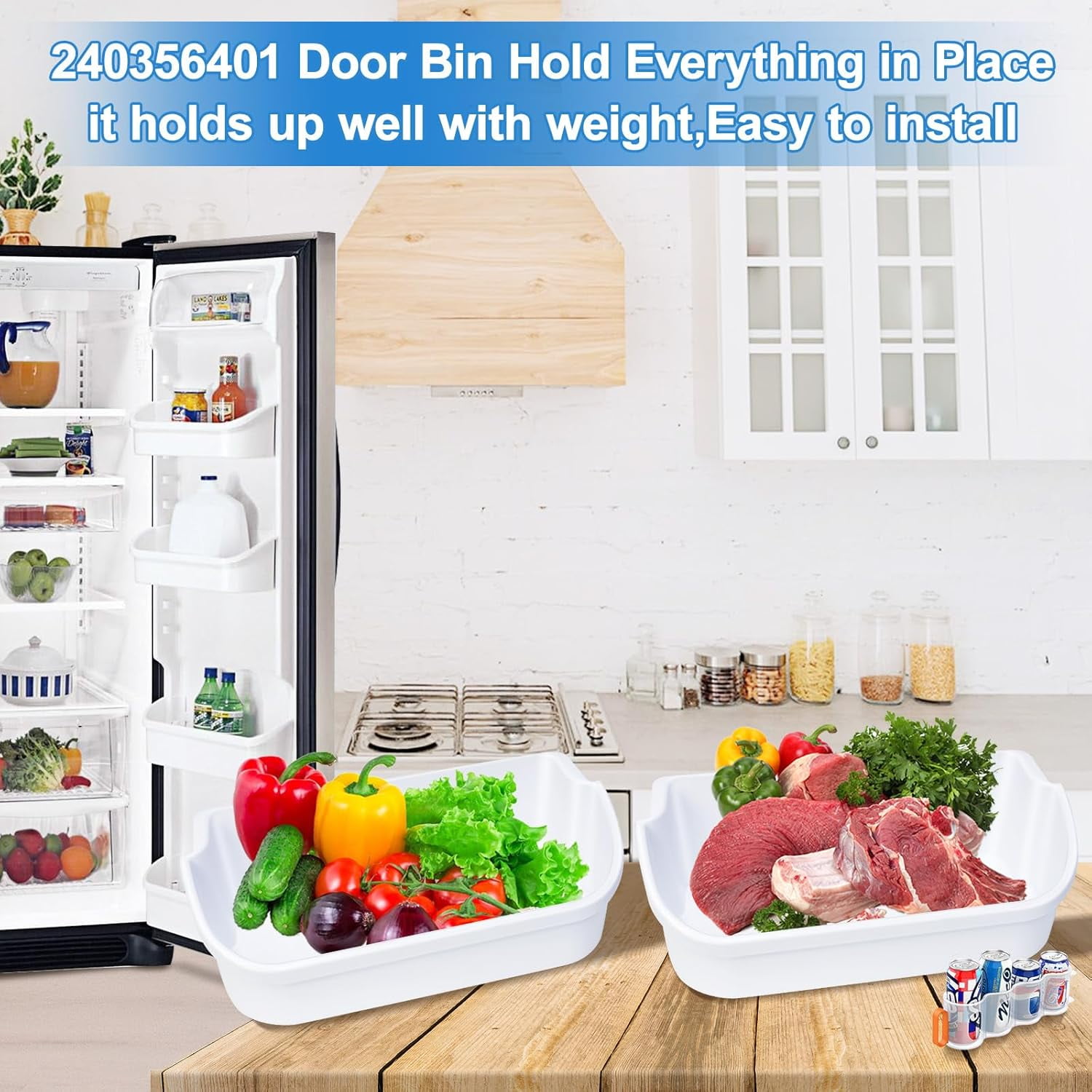 [2 Pack] 240356401 White Refrigerator Door Bin Compatible with Frigidaire – Replacement Door Shelf for FFSS2614QS4A, FFHS2611PFEA, FFHS2622MSYA