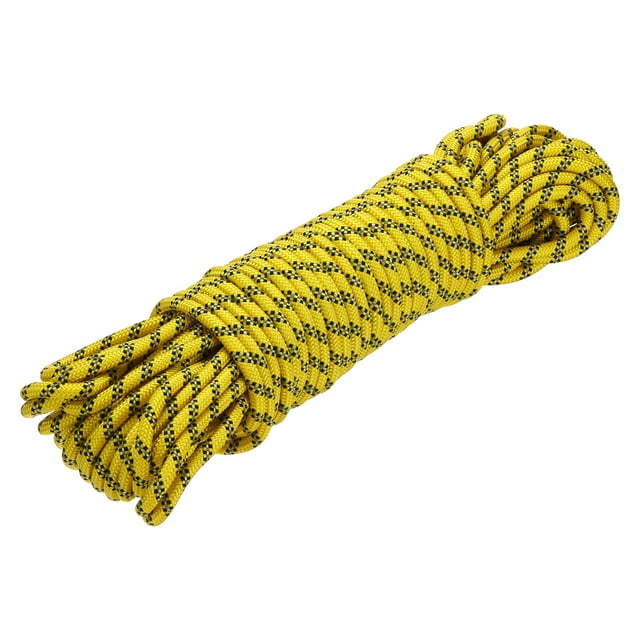 Uxcell 1Pc Polypropylene Rope Diamond Braid Nylon Cord High Strength 3/8" x 98ft Yellow, Black